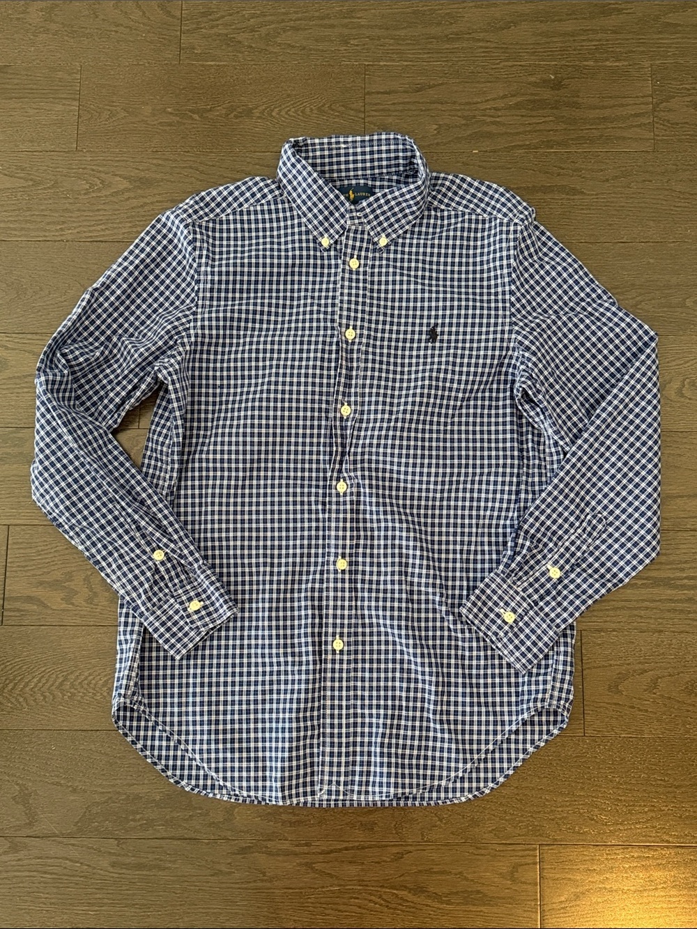 Ralph Lauren blue check button down shirt Large